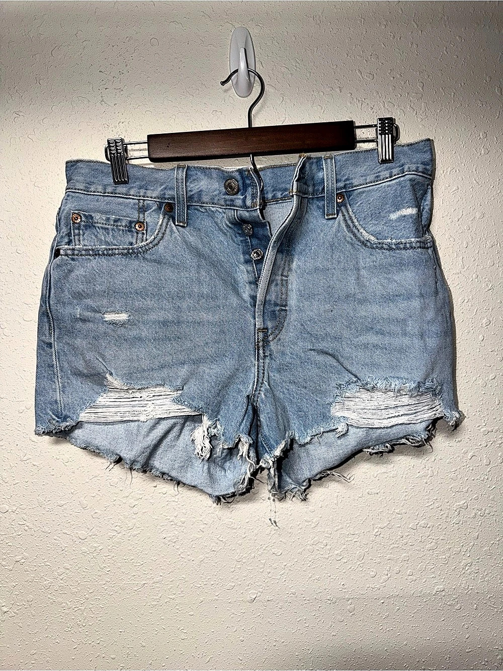 Levi's 501 Distressed Denim Jean Shorts Waist 29
